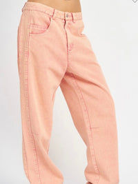 Pink Washed Wide Leg Demim