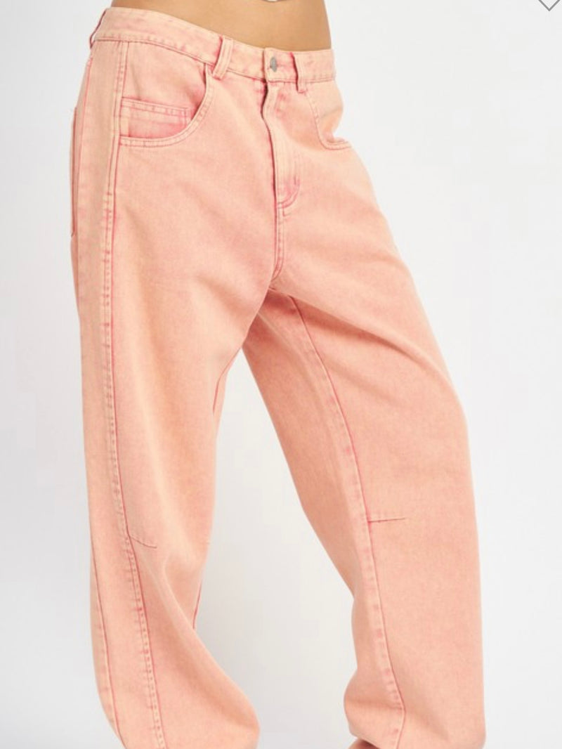 Pink Washed Wide Leg Demim