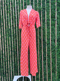 Exquisite Orange Pink Geo Jumpsuit