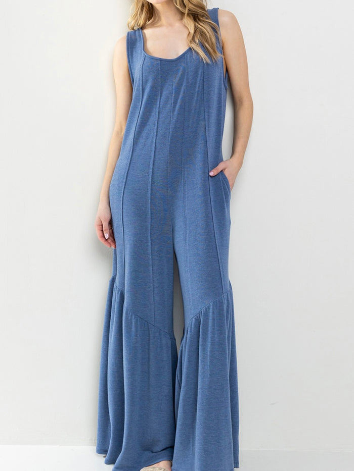 Denim Blue Tiered Jumpsuit