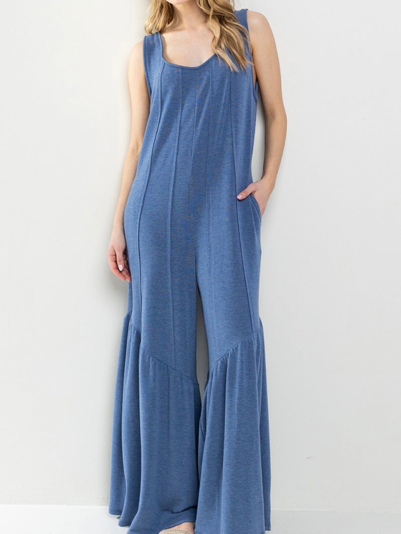 Denim Blue Tiered Jumpsuit