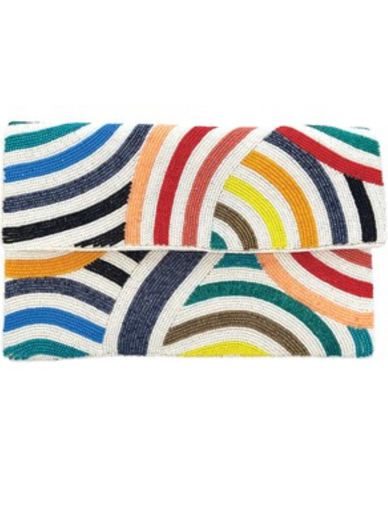 Multi Color Waves Beaded Clutch