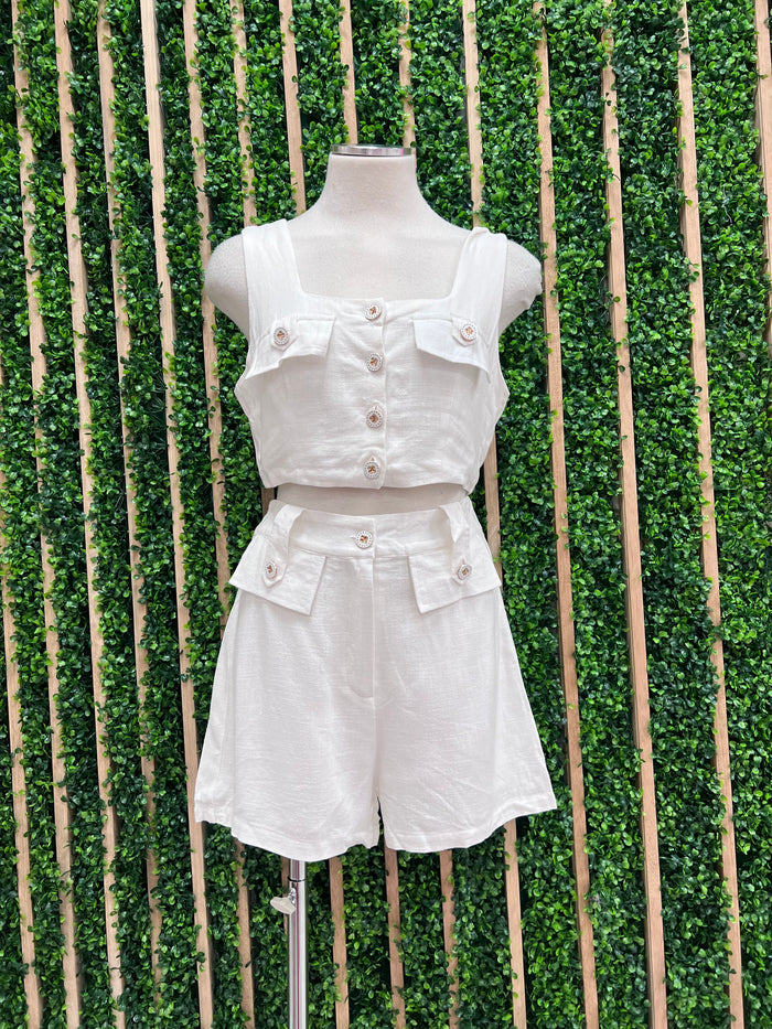 Linen Crop Top and Short Set