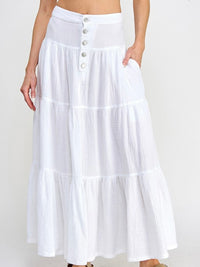 White Gauze Tiered Maxi Skirt