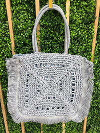 Fringe Trim Crochet Bag