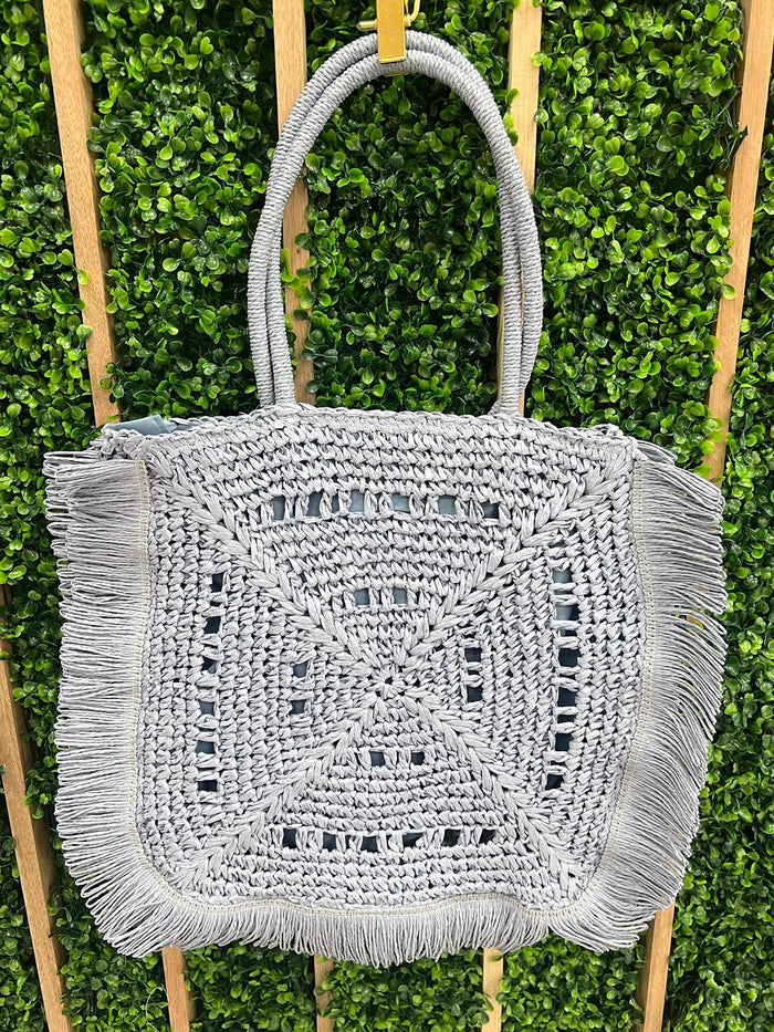 Fringe Trim Crochet Bag