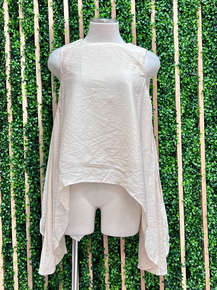 Ivory Hi Low Round Neck Blouse