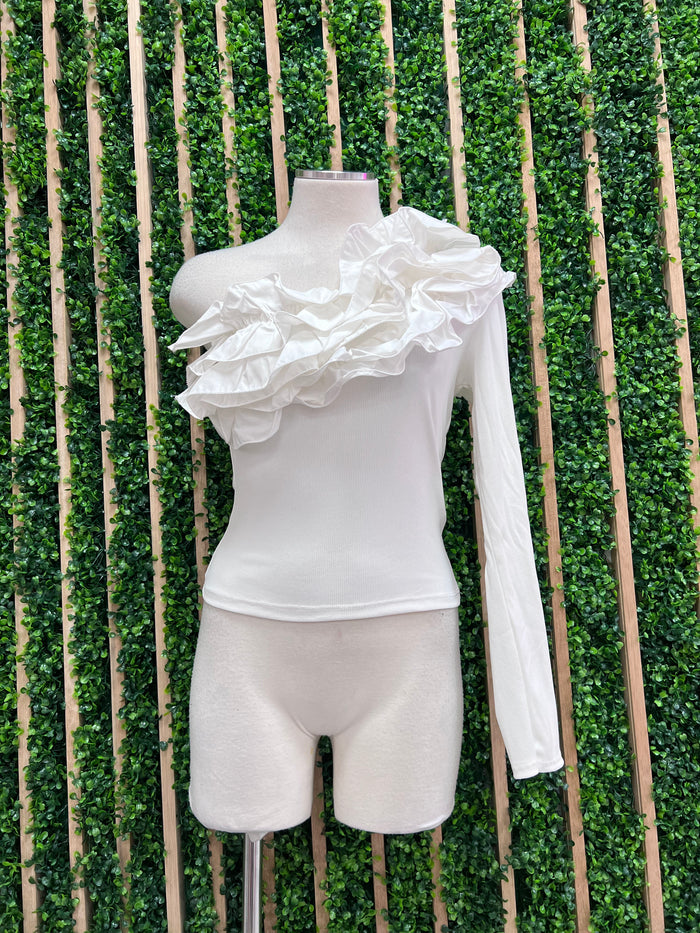 Delicate Ruffled One Shoulder Top