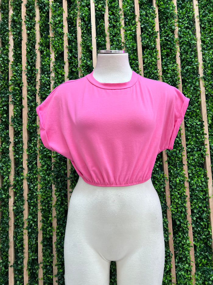 Roll Tab Cropped Bubble Top