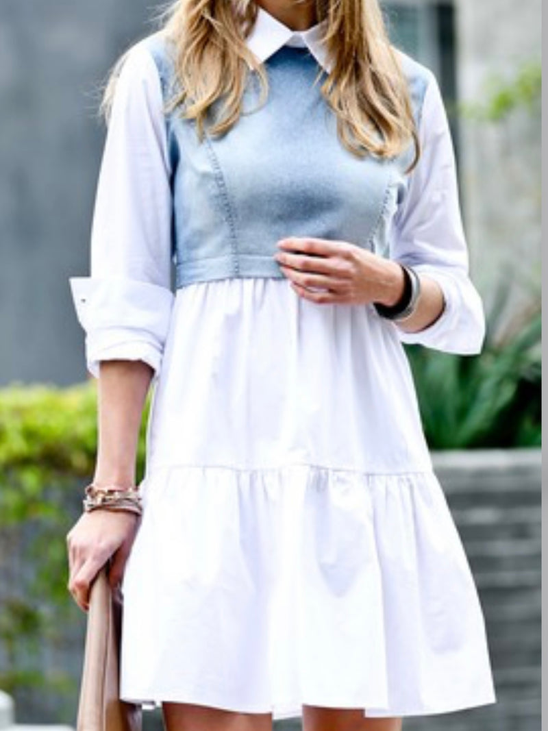 Denim Vest Collared Dress