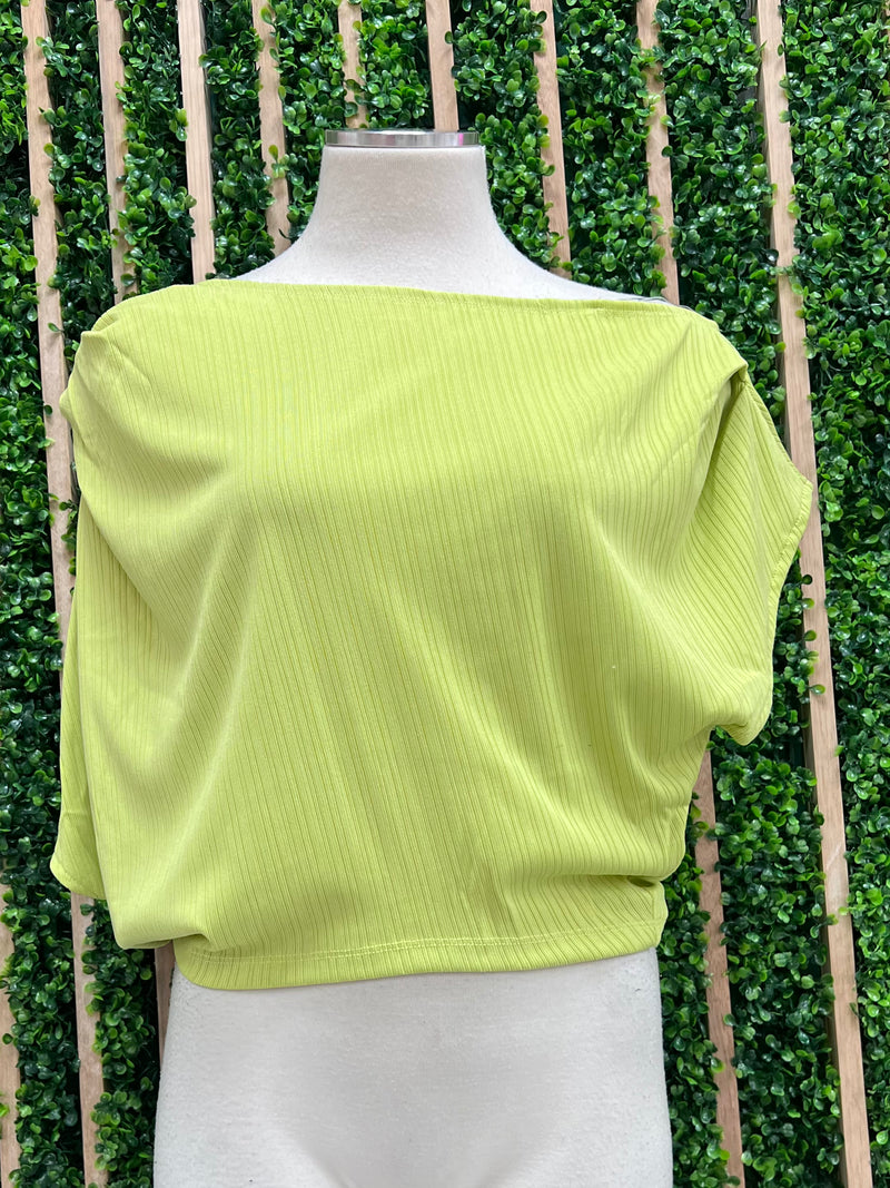 Off Shoulder Ribbed Crop Basic
