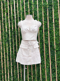 White Belted Cargo Skort