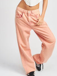 Pink Washed Wide Leg Demim