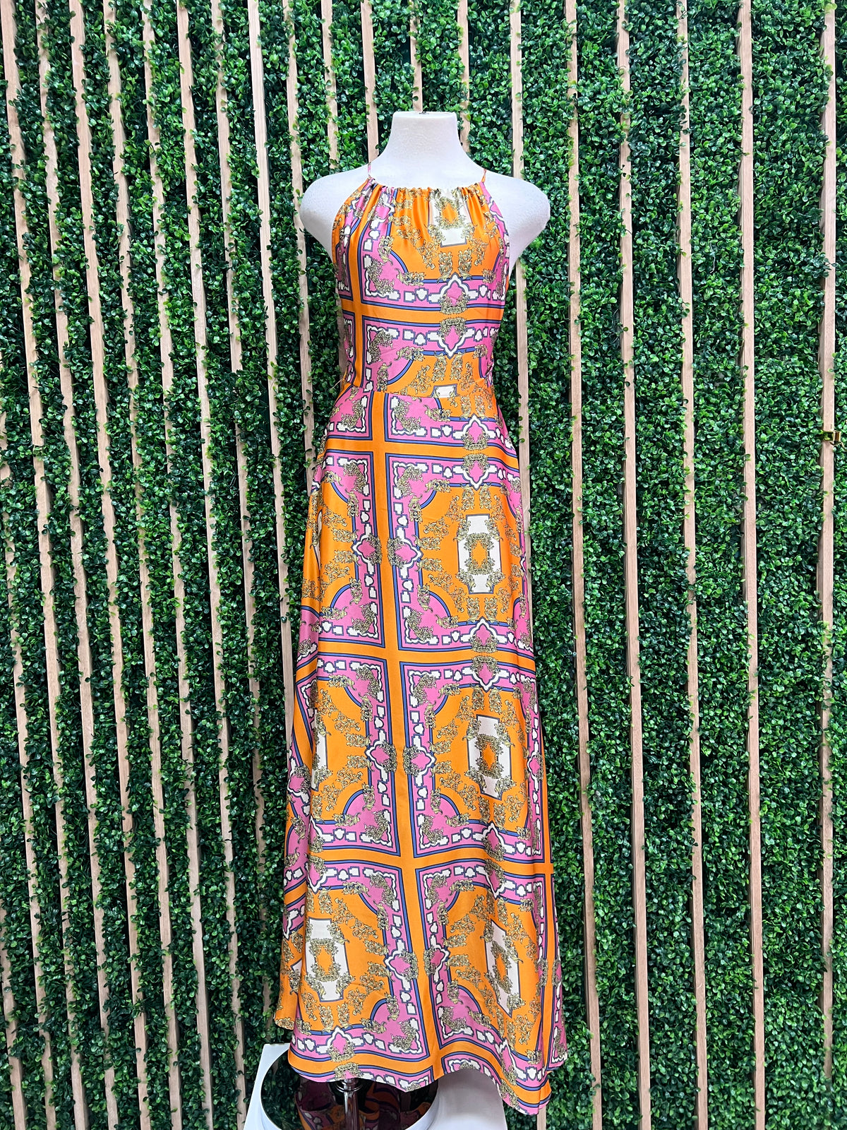 Tangerine Pink Halter Maxi