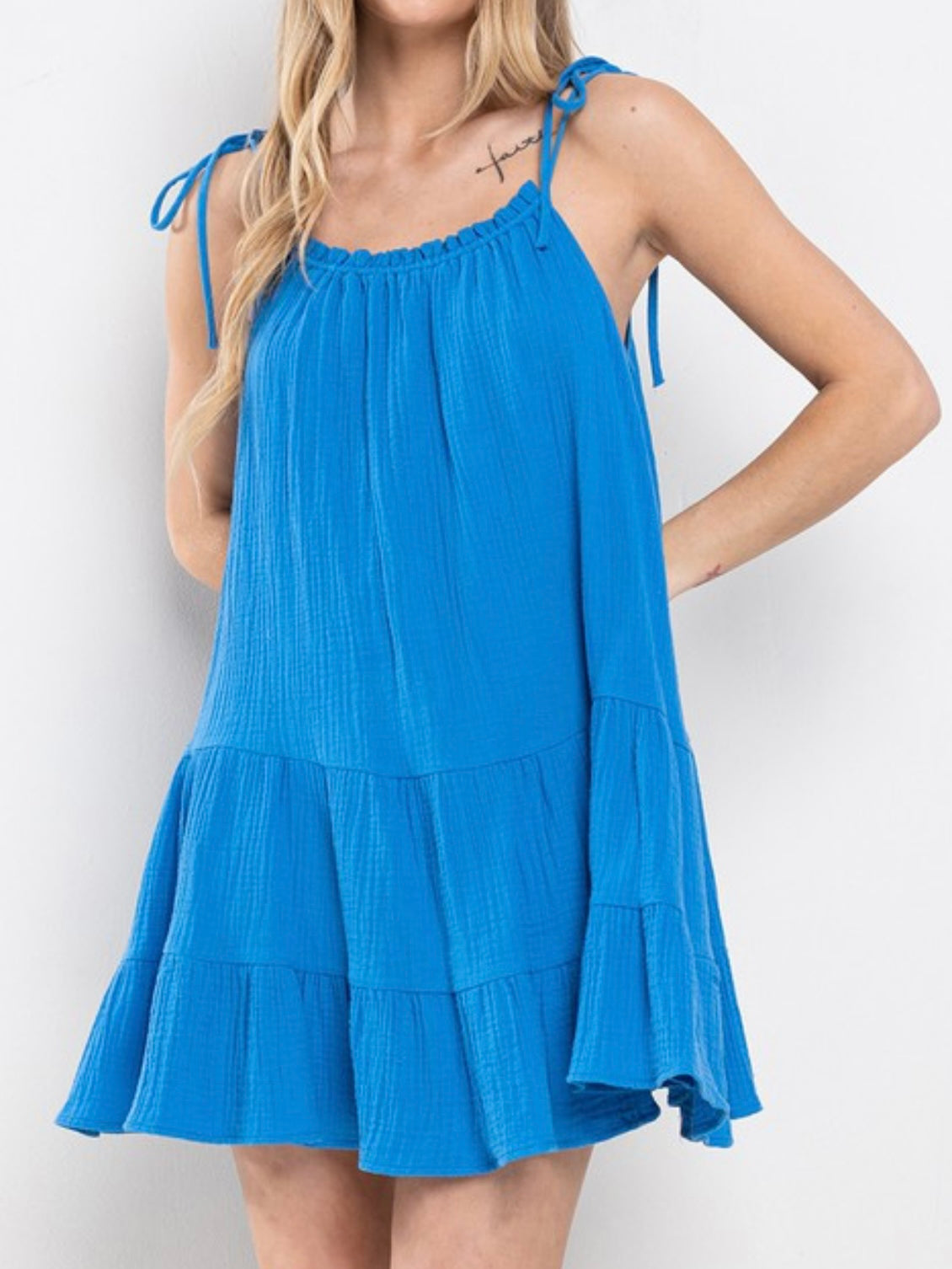 Blue Gauze Loose Fit Dress