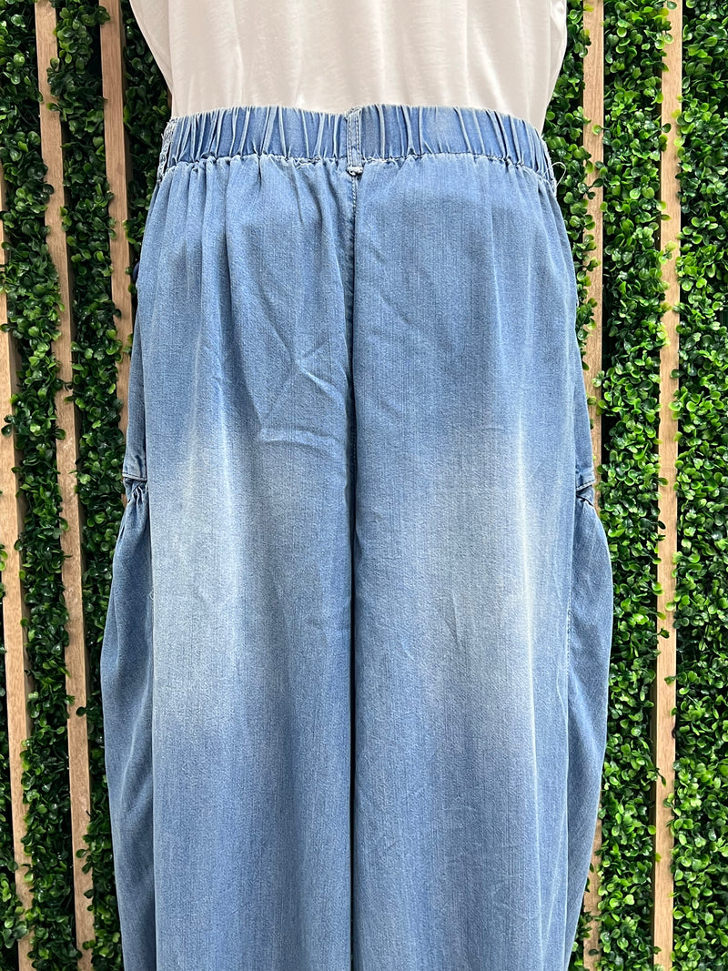 High Waist Convertible Denim Jogger