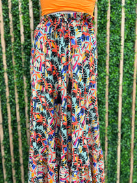 Multi Print Tiered Maxi Skirt