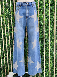 Rhinestone Star Wide Leg Denim