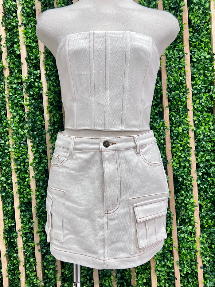 Off White Cargo Skirt