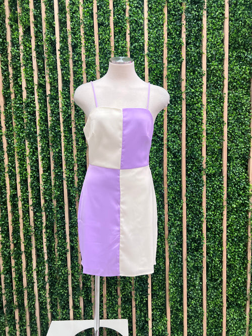 Lavender Color Blocked Short Dress