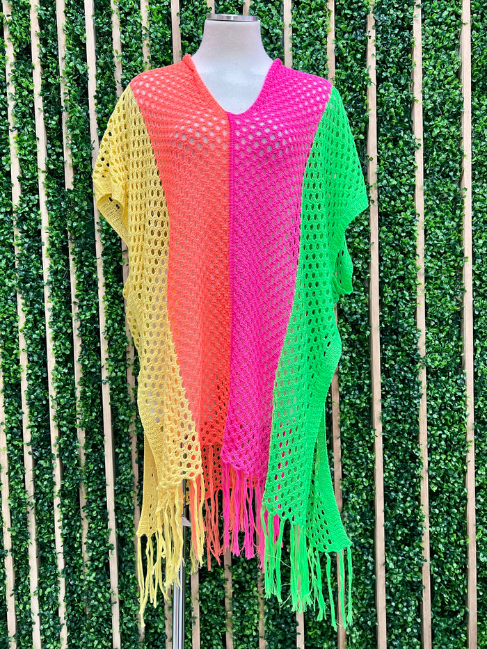 Neon Multi Stripe Coverup