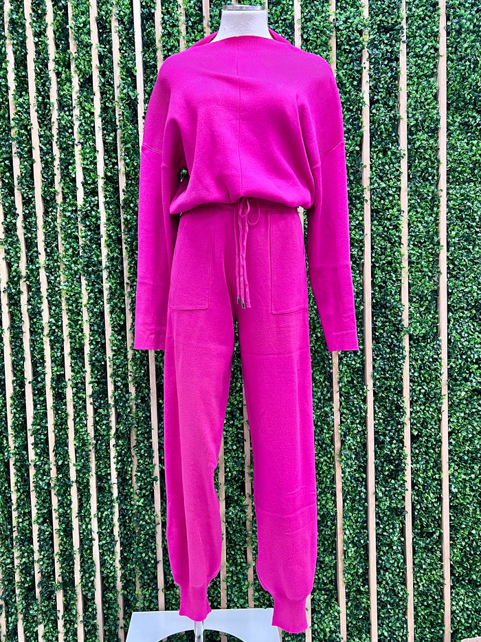 Fuchsia Knit Jogger Set