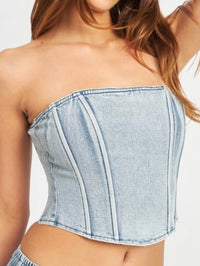 Light Denim Strapless Bustier