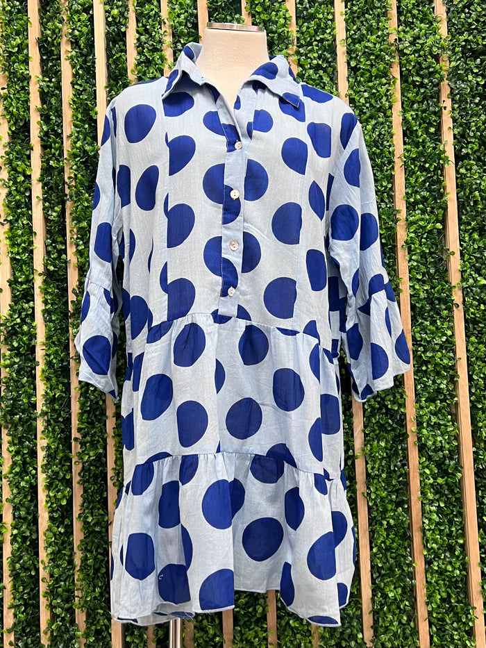 Polka Dot Tiered Blouse Dress