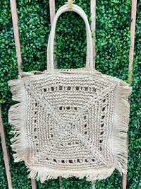 Fringe Trim Crochet Bag