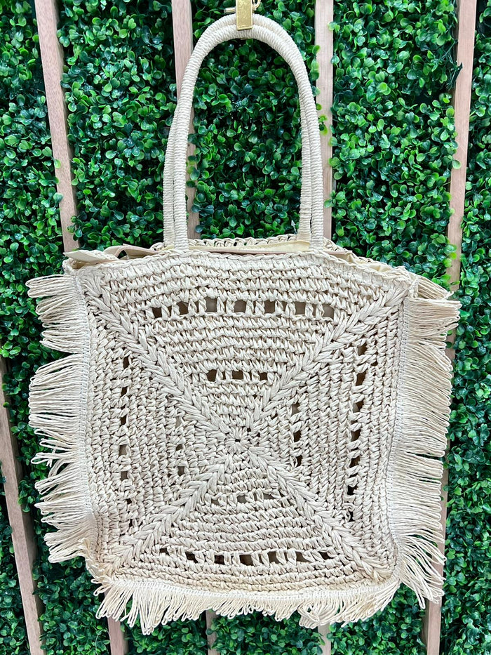 Fringe Trim Crochet Bag