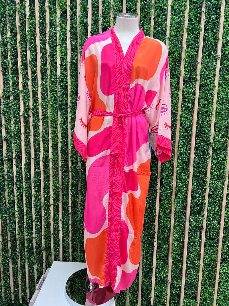 Unique Print Maxi Kimono