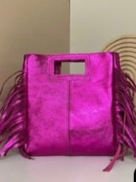 Metallic Leather Fringe Crossbody