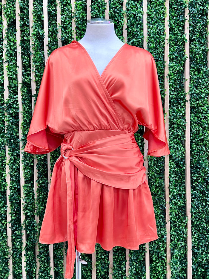 Delicate Tangerine Wrap Dress