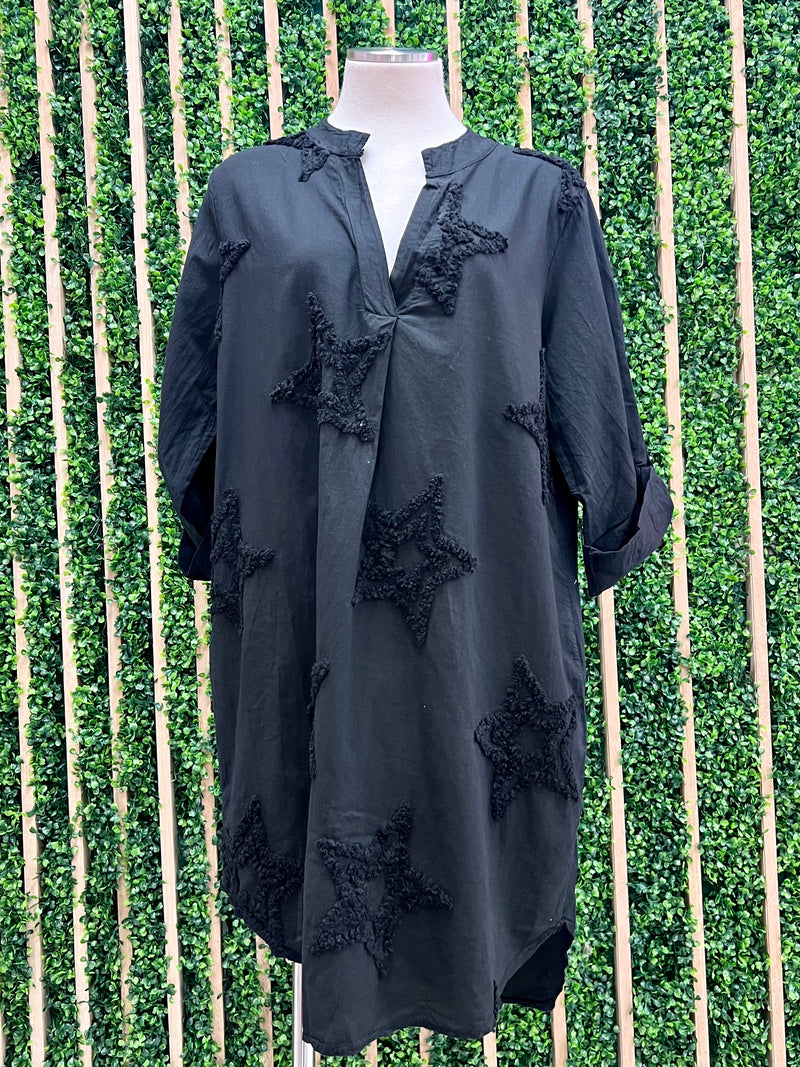 Star Embossed Short Dress