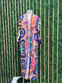 Unique Print Maxi Kimono