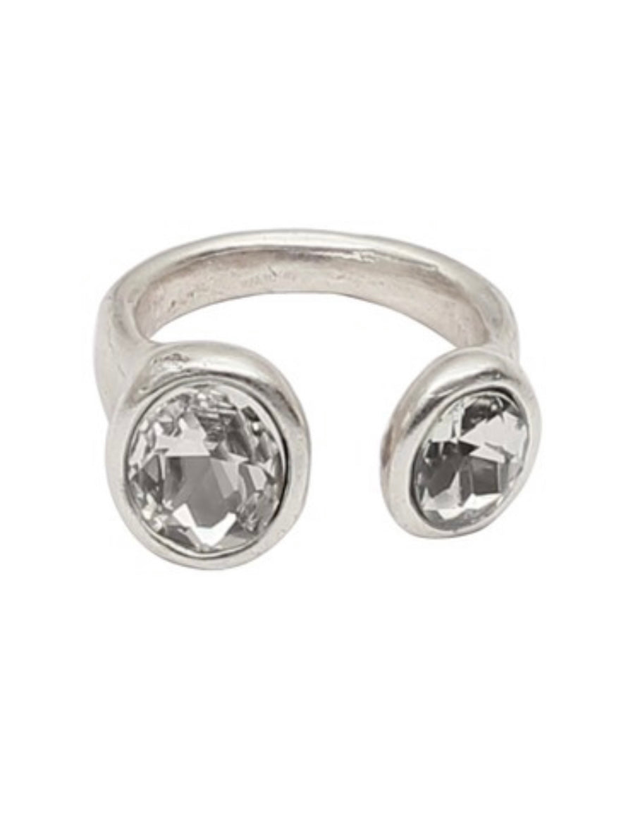 Delicate Boho Oval Crystals Open Ring