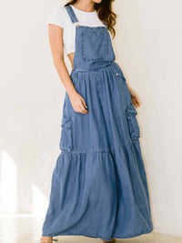 Tiered Overall Denim Jumpsuit