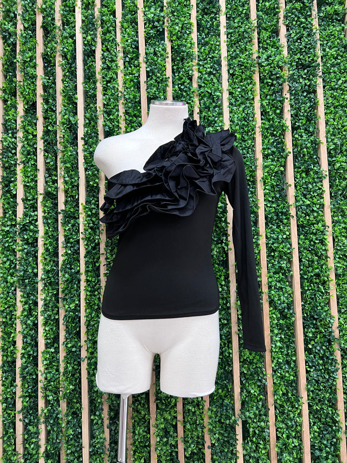 Delicate Ruffled One Shoulder Top
