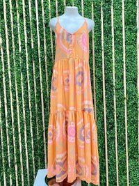 Beautiful Print Adjustable Tiered Maxi