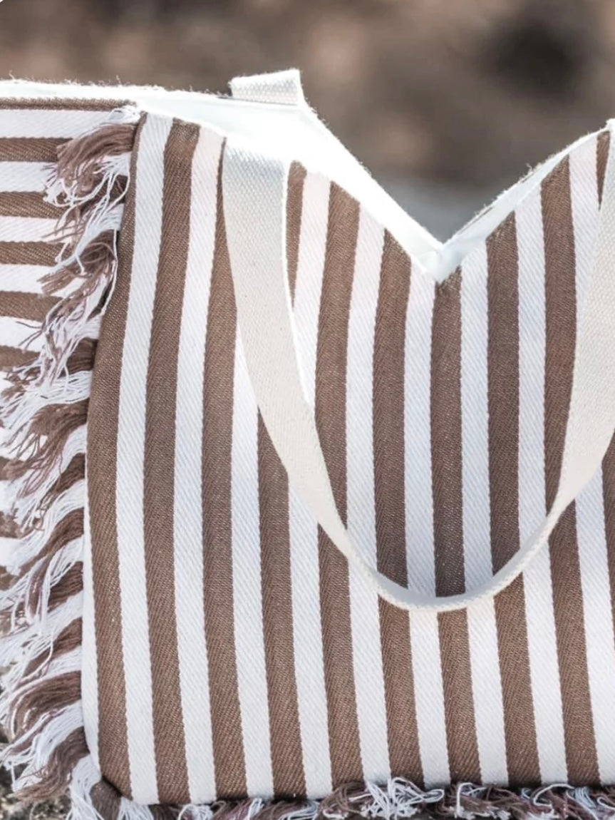 Natural Striped Tote Bag