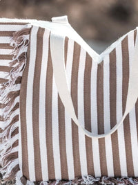 Natural Striped Tote Bag