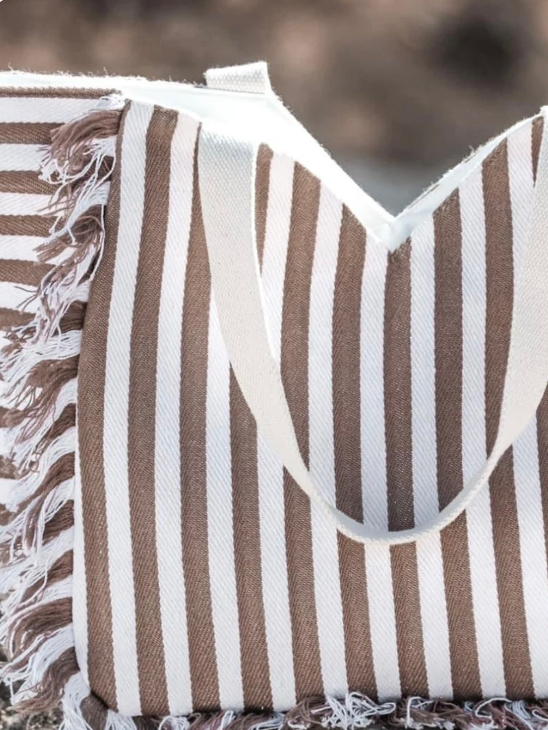 Natural Striped Tote Bag