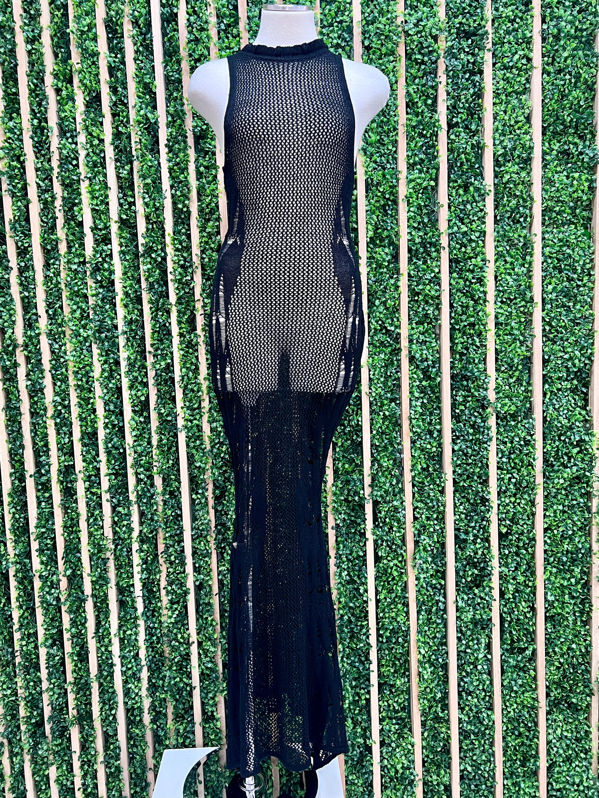 Pointelle Knit Maxi Dress