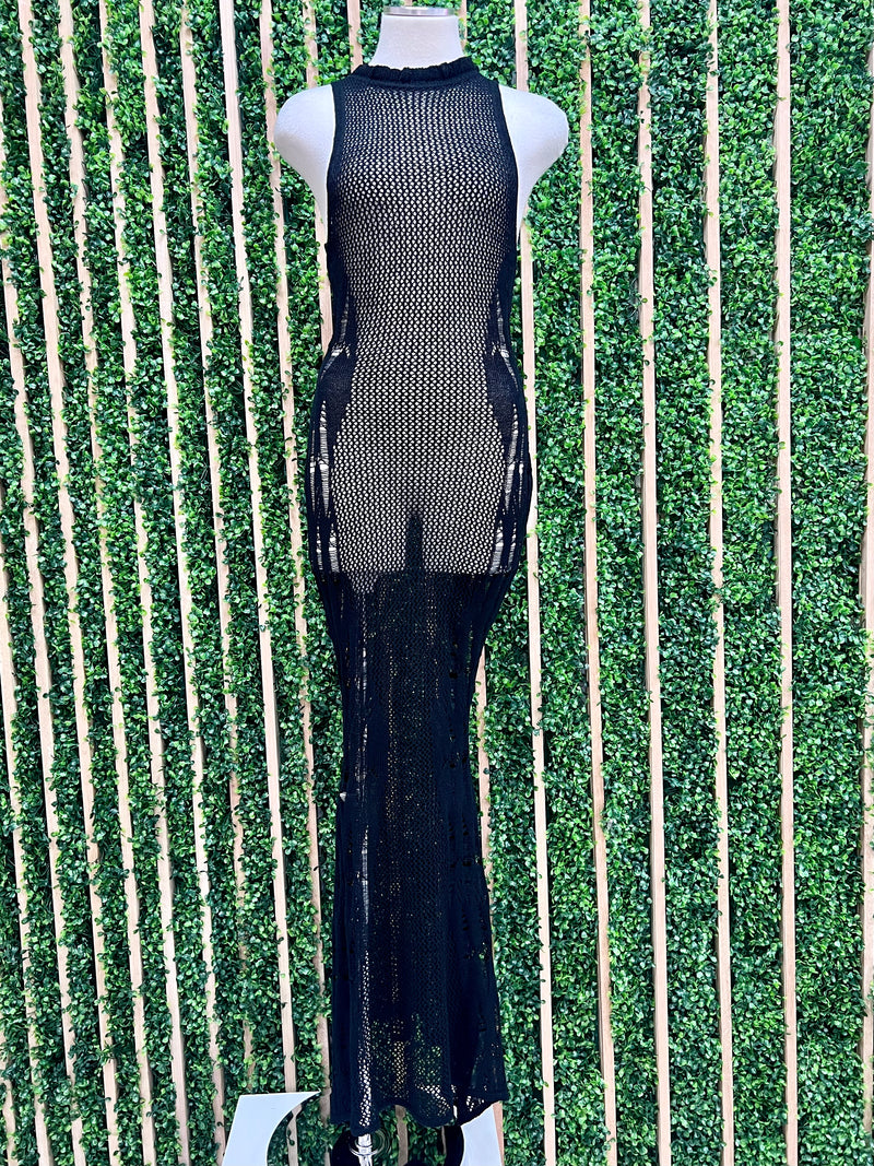 Pointelle Knit Maxi Dress