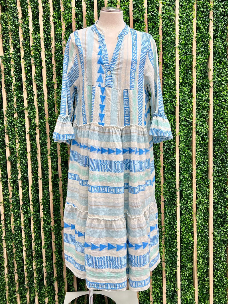 Bright Aztec Embroidered Maxi Dress