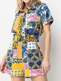 Navy Yellow Combo Collar Romper