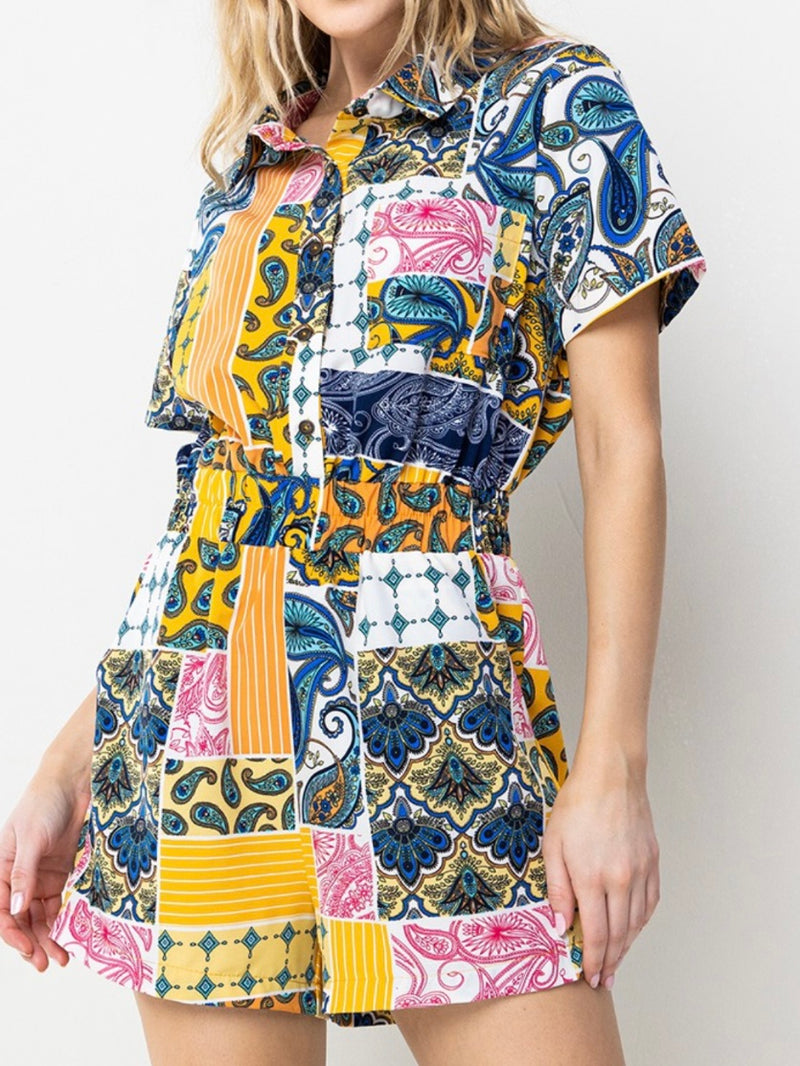 Navy Yellow Combo Collar Romper