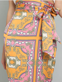 Tangerine Pink Wrap Midi Skirt
