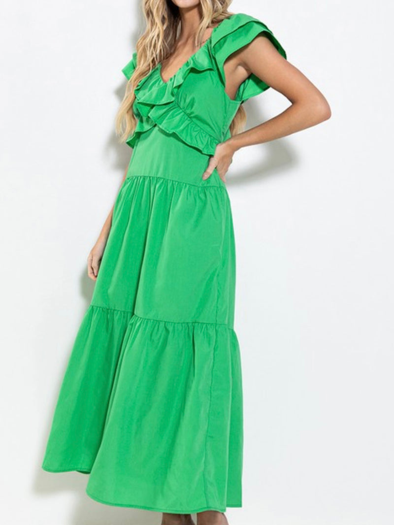 Green Ruffled Maxi