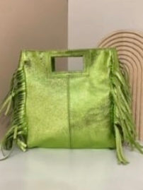 Metallic Leather Fringe Crossbody